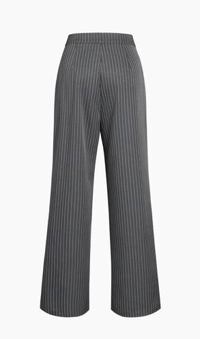 Pinstripe Pleated Wide Leg Dress Pants Navy Color Size L