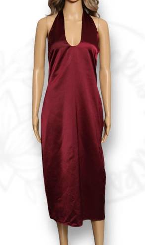 Jason Wu  Satin Halter Slip Dress Midi Sheath in Deep Dark Red Size M