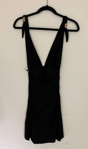 Vix Paula Hermanny VIX Black Halter Tie On Gold Coverup Multiple Style Dress