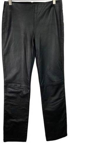 DKNY  Black Mixed Media Leather Straight Leg Pants 6