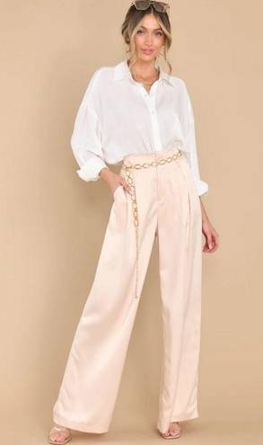 Aura Red Dress  Pretty And Polished Satin Wide Leg Pants Champagne Cream M NWT