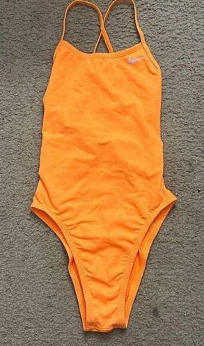 Nike NWOT  HydraStrong Lace Up Tie Back One Piece Swimsuit - Neon Orange - 28