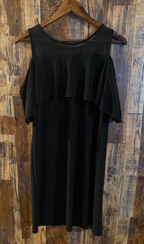 Tiana B Sleeveless Strap Midi Dress Size S Black Ruffle Top.     Bust to bust 14 length 35