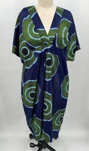 Krass&co The Oula  High Low Dress Sz L Blue Green Printed Trapeze Tunic