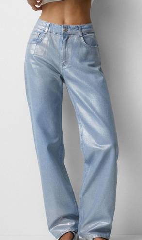 Pull & Bear Straight fit metallic jeans