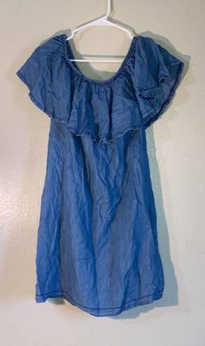 Chelsea28 Off Shoulder Ruffle Denim Dress Women Size 10 Medium