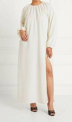 Hill House  The Simone Dress White Polyester Open Back Long Sleeve Slit Dress