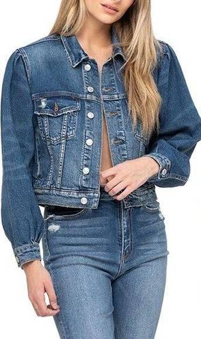 Vervet  by Flying Monkey denim balloon puff sleeve trucker denim jacket small