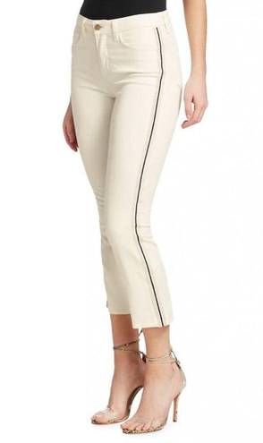 L'Agence  Nadia Cropped Straight Jean in Vintage White Stripe Size 29