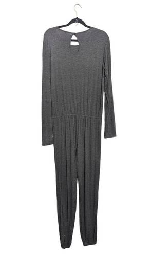 Zyia  Active Long Sleeve Jumpsuit Gray Womens Large Athleisure Loungewear Stretch