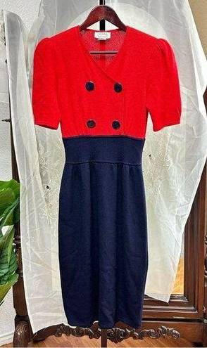 St. John  for Neiman Marcus Red Blur Santana Knit 70s dress sz 8 small medium 70s