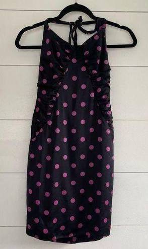 Betsey Johnson  Silk Y2K Polka Dot Black Pink Mini Dress Vintage