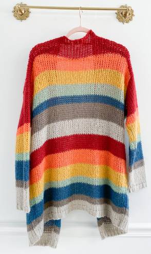 BKE Rainbow Stripe Chunky Cardigan