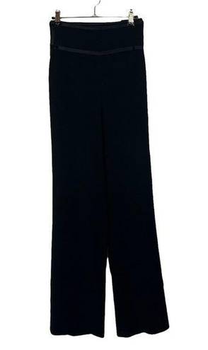 St. John  Black Wide Leg Satin Trim Dress Pants 14