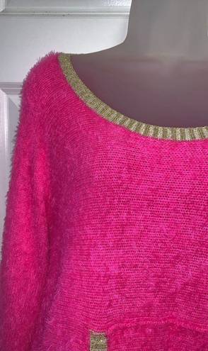 Juicy Couture Pink & Gold Fuzzy Sweater