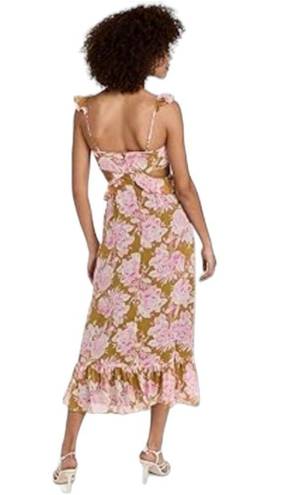 Likely  Katerina Dress Womens Size 10 Pink Floral Cut Out Sleeveless Midi