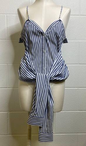 L'Academie L’academie Revolve Blue White Stripe Button Down Tank Tie Front Size Small