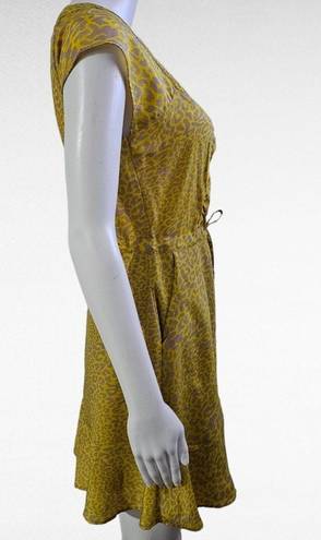 Jessica Simpson  Yellow & Beige Leopard Print Sweetheart Mini Dress Size Small
