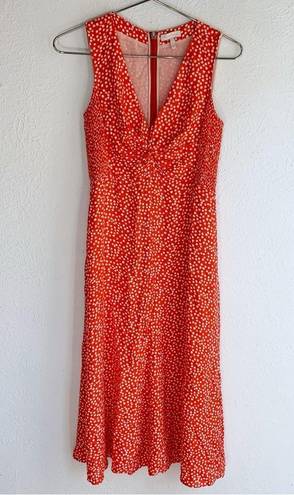 Rebecca Taylor  Malia Twist Midi Dress Silk Red White Floral Sz 4