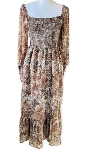 Betsey Johnson Snakeskin Print Peasant Dress Small NWT