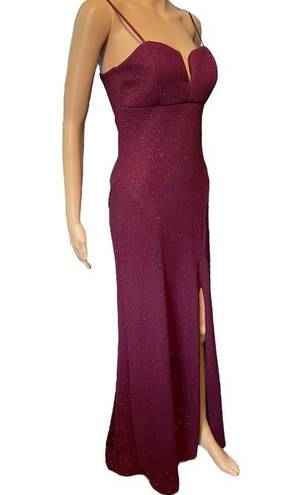 Emerald Sundae  Burgandy Sparkly Glitz Glam Luxury Formal Prom Dance Maxi Dress