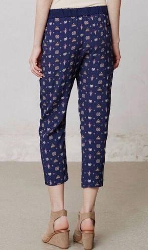 Anthropologie LEIF NOTES By‎  Cropped Paisley Method Trousers Pants Blue Size 6