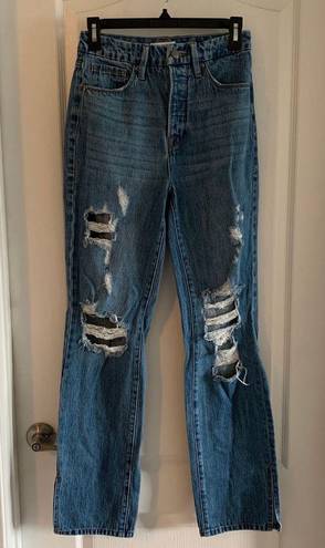 Good American Women’s 0/25  Good Boy Blue194 Distressed Boyfriend Jeans