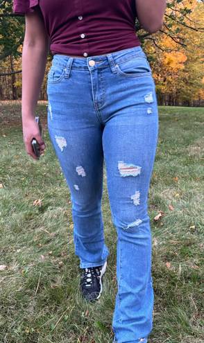 Soundgirl Distressed Flare Denim Jeans