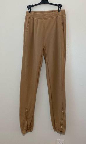 N: Philanthropy Front Zip Joggers Sweatpants in Camel Tan Size M