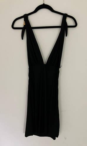 Vix Paula Hermanny VIX Black Halter Tie On Gold Coverup Multiple Style Dress