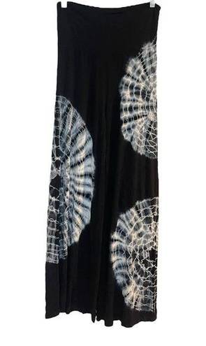 Chatoyant  Pants Wide Leg Pull On Black Tie Dye Batik Size Small New NWT