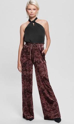 Guess  Jade Velvet Wide Leg Pants, Spice Market Floral Print Size XL New w/Tag