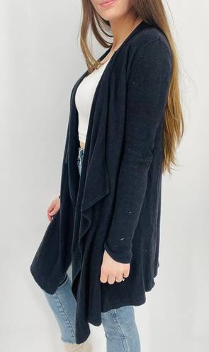 Barefoot Dreams Bamboo Chic Lite Long Open Face Cardigan Sweater in Black Size S/M