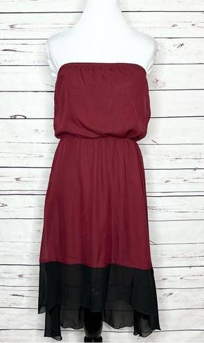 L8ter NWT Maroon & Black High Low Bohemian Dress Size Small