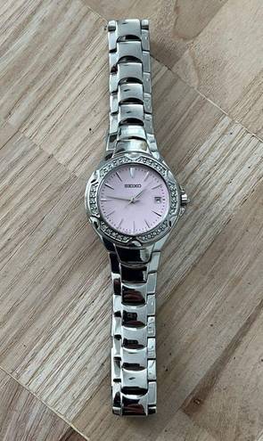 Seiko  Ladies Watch Crystal Embellishments Pink Dial Stainless Bracelet Date