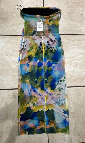 ZARA Strapless Watercolor Dress