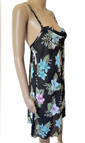 Petra Fashions  Vintage 90s Tropical Boho Floral Cowl Neck Lingerie Slip Dress