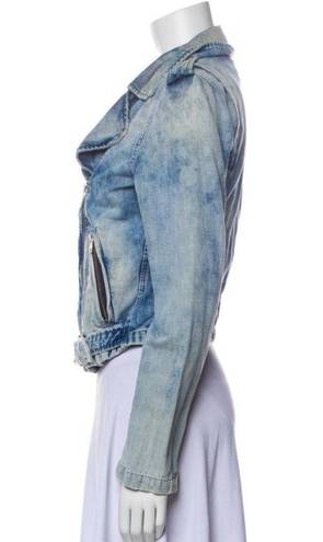 Diesel  De Lupus Denim Jean Biker Moto Jacket Belt, size xs, blue breasted *RARE