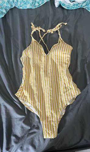 Jessica Simpson Striped One Piece Bathing Suit