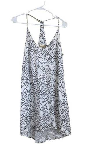 Anthropologie Bella Dahl White Ikat Mini Dress Tencel Size Small