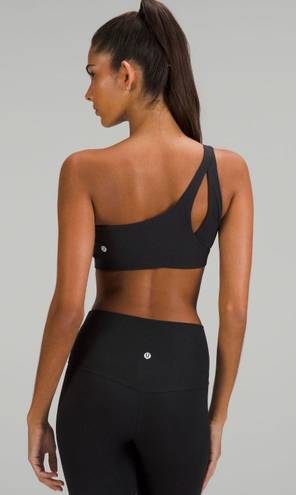 Lululemon Ribbed Nulu Asymmetrical Yoga Bra In Black