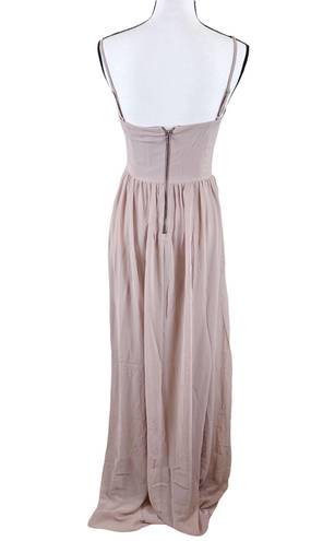 Lucy Paris Embellished Chiffon Maxi Dress New Taupe Size Small