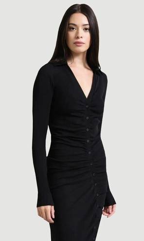 Modern Citizen   Bodycon Button Front Rutched  Dress  black Date night L