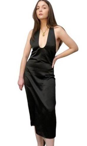 Jason Wu  Satin $300 Large Halter Midi Dress- Black NWT