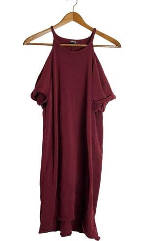 Torrid  Plus Size Maroon Cozy Mini Fleece Cold Shoulder Dress