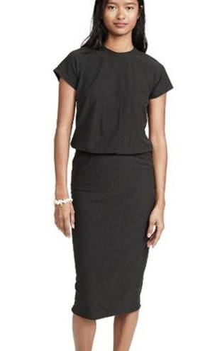 James Perse , New, Black Carbon Blouson Raglan Surf Jersey Midi Dress, XL (4)