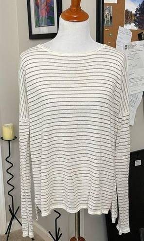 Vince  sheer off white with gold stripe top. Size M.