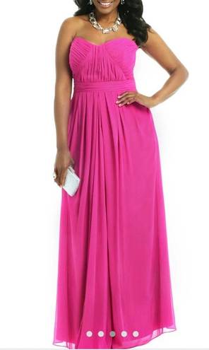 Badgley Mischka  Collection Magenta Fluorescent Chiffon Strapless Gown 10