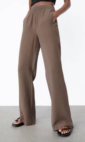 ZARA TEXTURED STRAIGHT LEG PANTS