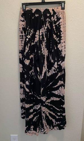 Young Fabulous and Broke  Black Tie Dye Palms Split Wide Leg Pant.